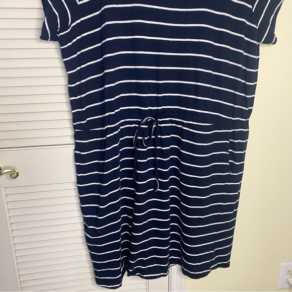 Ellos Midi Dress A Line Womens Plus Size 2X Blue White Stripe Nautical Cotton - Picture 3 of 14